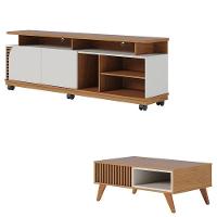 Rack Bancada Jurerê 1.8 Freijó Off White Matte Com Mesa De Centro Jeri Freijó Off White - Colibri - 1