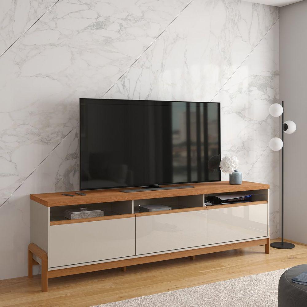 Rack Bancada Com Painel Para Tv De Até 75 Em Mdf Line Off White-jequitiba - 7