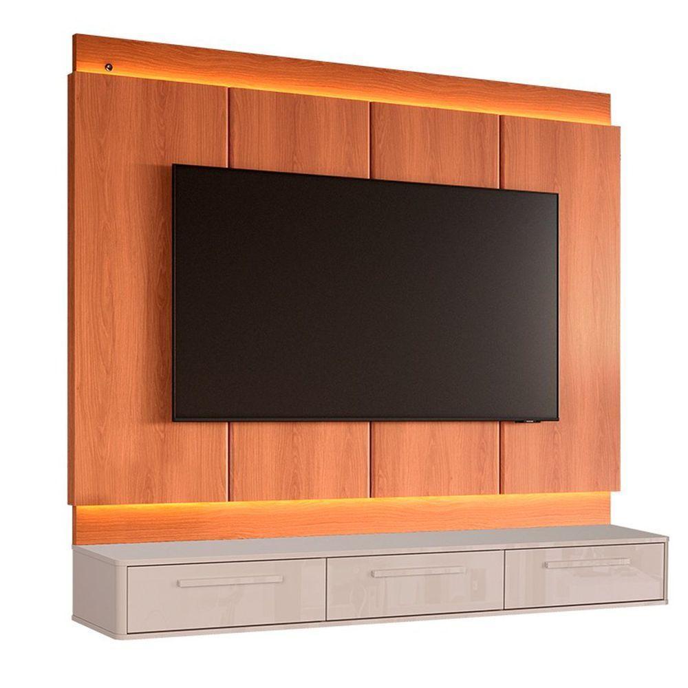 Rack Bancada Com Painel Para Tv De Até 75 Com Led Maka Jequitiba-off White - 1