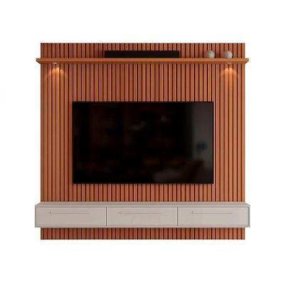 Rack Bancada Com Painel Para Tv De Até 75 Com Led Bel Jequitibá Ripado 3d-off White