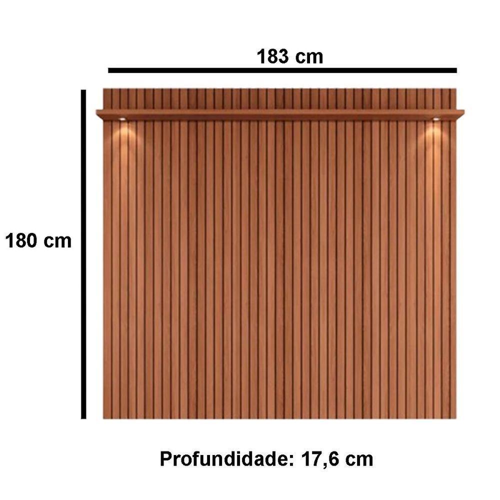 Rack Bancada Com Painel Para Tv De Até 75 Com Led Ariel Jequitibá Ripado 3d-off White - 5