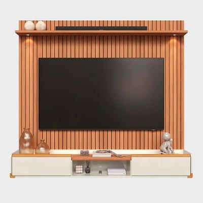 Rack Bancada Com Painel Para Tv De Até 75 Com Led Ariel Jequitibá Ripado 3d-off White