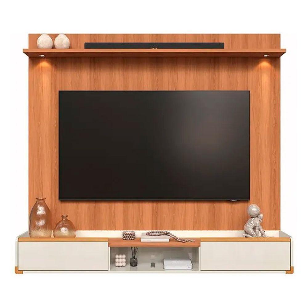 Rack Bancada Com Painel Para Tv De Até 75 Com Led Ariel Jequitiba-off White - 1