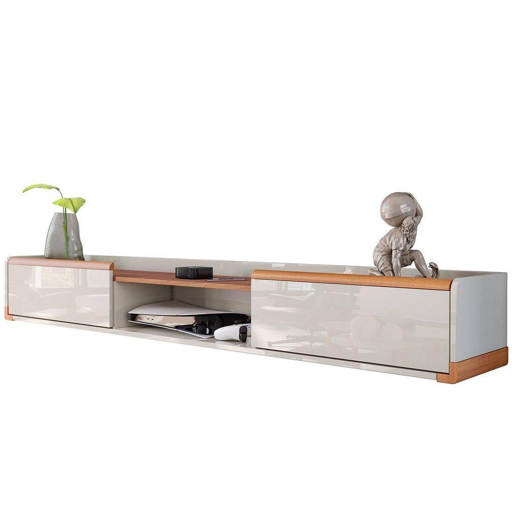 Rack Bancada Com Painel Para Tv De Até 75 Com Led Ariel Jequitiba-off White - 3