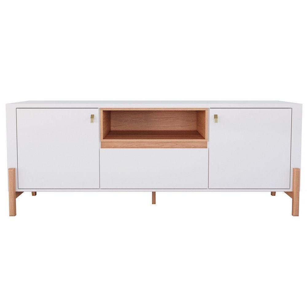 Rack Bancada Com Painel Para Tv De Até 75 100% Mdf Holanda Jequitiba-off White - 4