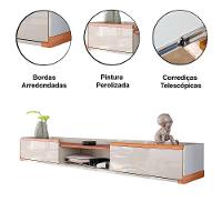 Rack Bancada Com Painel Para Tv De Até 70? Em Mdf Com Led Hile Off White-jequitiba - 5