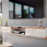 Rack Bancada Com Painel Para Tv De Até 70? Em Mdf Com Led Hile Off White-jequitiba - 7