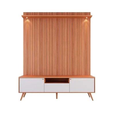 Rack Bancada Com Painel Para Tv De Até 70 Rivire 1 Porta Jequitibá Ripado 3d-off White