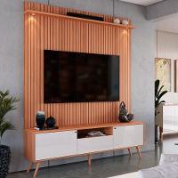 Rack Bancada Com Painel Para Tv De Até 70 Rivire 1 Porta Jequitibá Ripado 3d-off White - 7