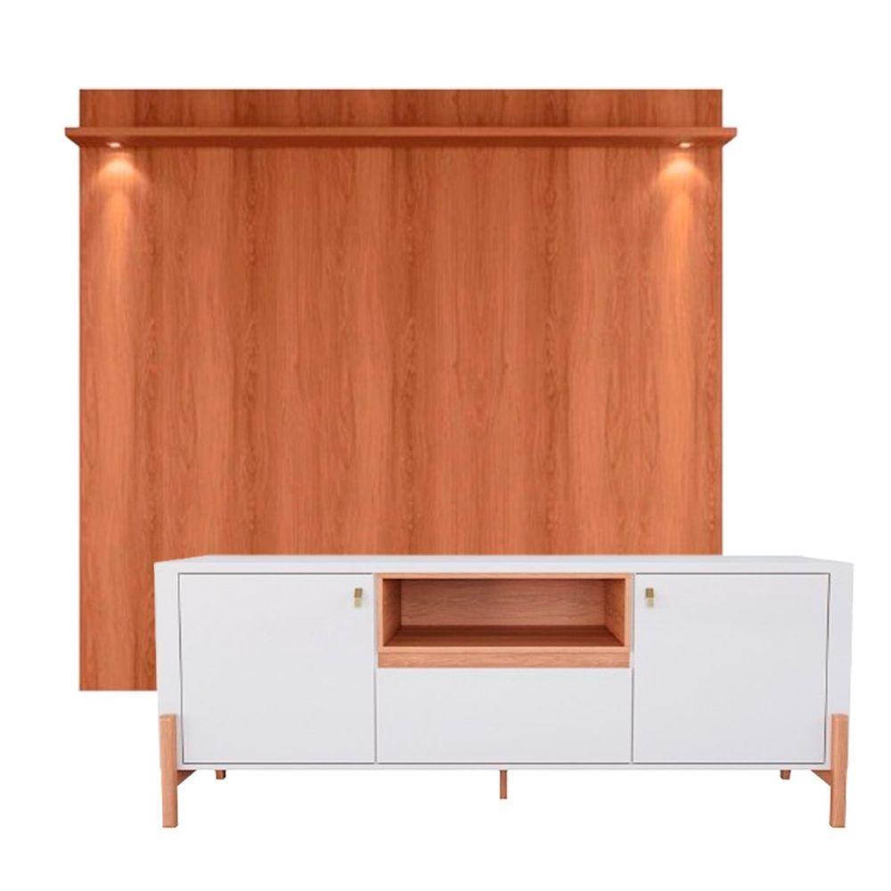 Rack Bancada Com Painel Para Tv De Até 70 Com Led Dalua Jequitiba-off White - 1