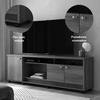 Rack Bancada Com Painel Para Tv De Até 70 Com Led Luari Jequitibá Ripado 3d-off White - 5