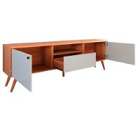 Rack Bancada 1 Porta 2 Gavetas E Painel Para Tv De Até 55 Rivire 1.3 Jequitibá Ripado 3d-off White - 3