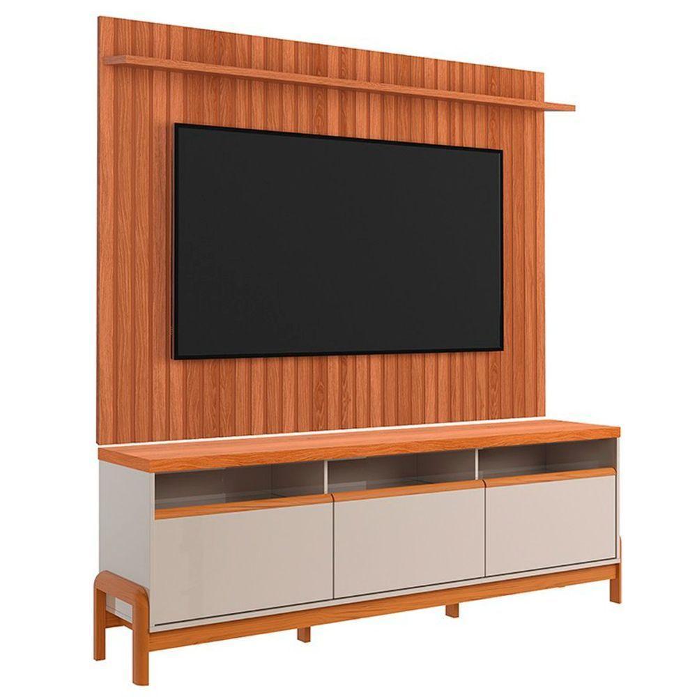 Rack Bancada Com Painel Para Tv De Até 70 Em Mdf França Jequitiba-off White - 1