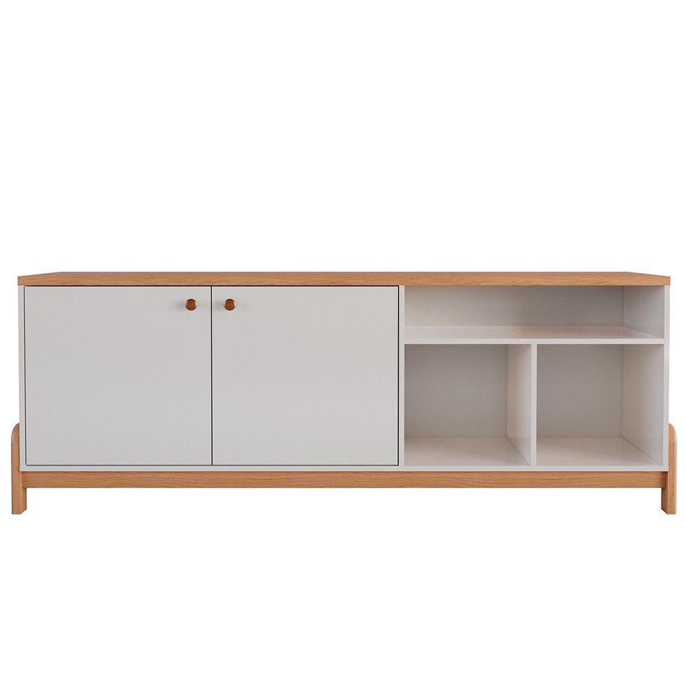 Rack Bancada Com Painel Para Tv De Até 70 Com Led Magnu Jequitiba-off White - 4