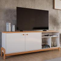 Rack Bancada Com Painel Para Tv De Até 70 Com Led Magnu Jequitibá Ripado 3d-off White - 7