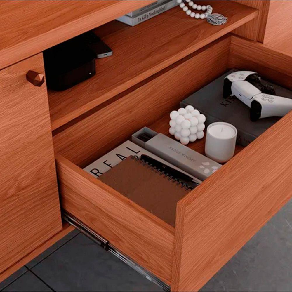 Rack Bancada 1 Porta 2 Gavetas E Painel Para Tv De Até 55 Rivire 1.3 Jequitiba - 4