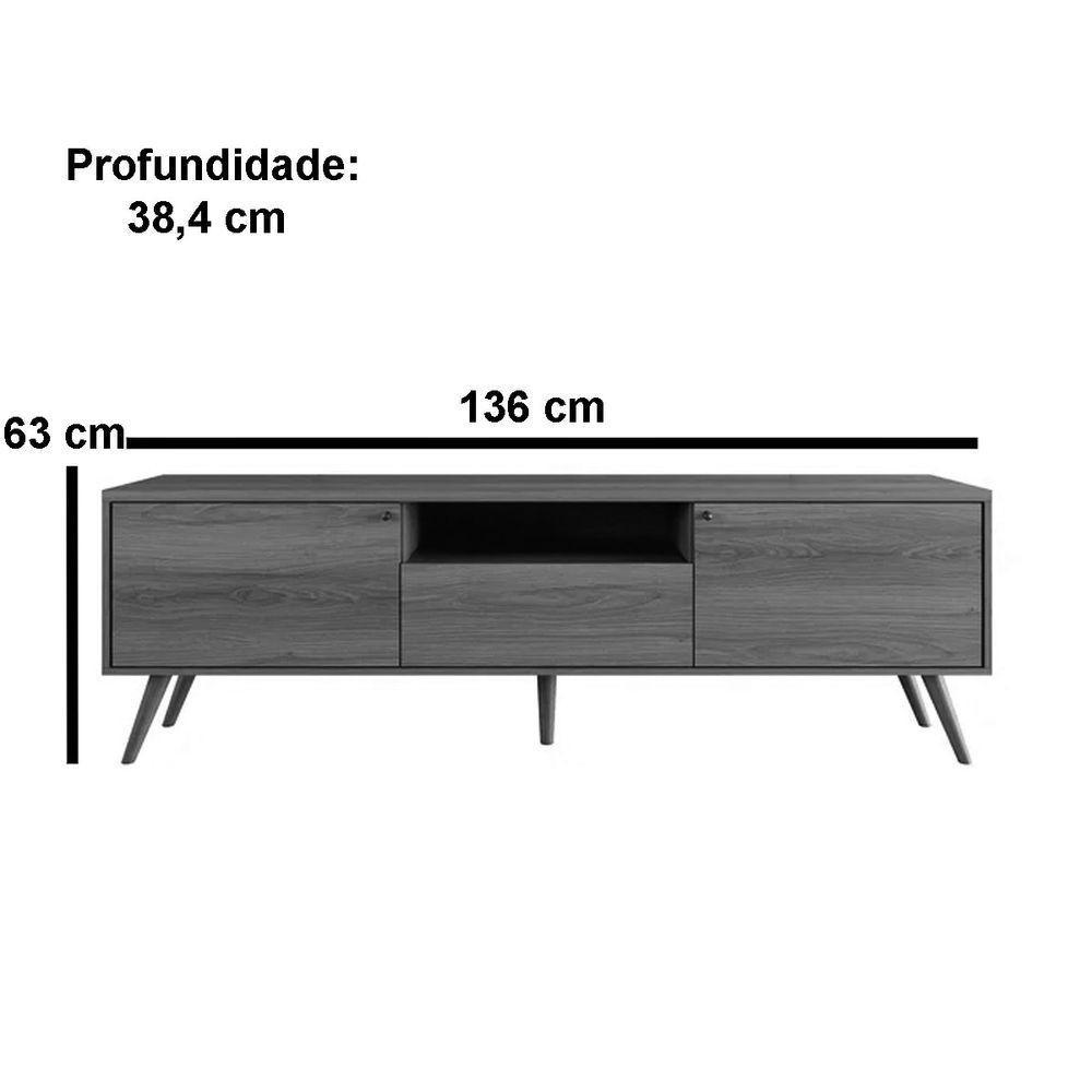 Rack Bancada 1 Porta 2 Gavetas E Painel Para Tv De Até 55 Rivire 1.3 Jequitiba - 5