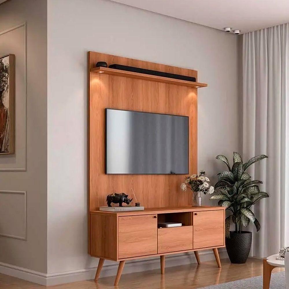 Rack Bancada 1 Porta 2 Gavetas E Painel Para Tv De Até 55 Rivire 1.3 Jequitiba - 7