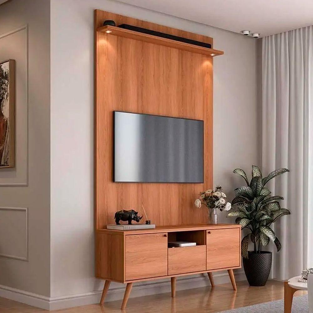 Rack Bancada 1 Porta 2 Gavetas E Painel Para Tv De Até 55 Rivire 1.3 Jequitiba - 8