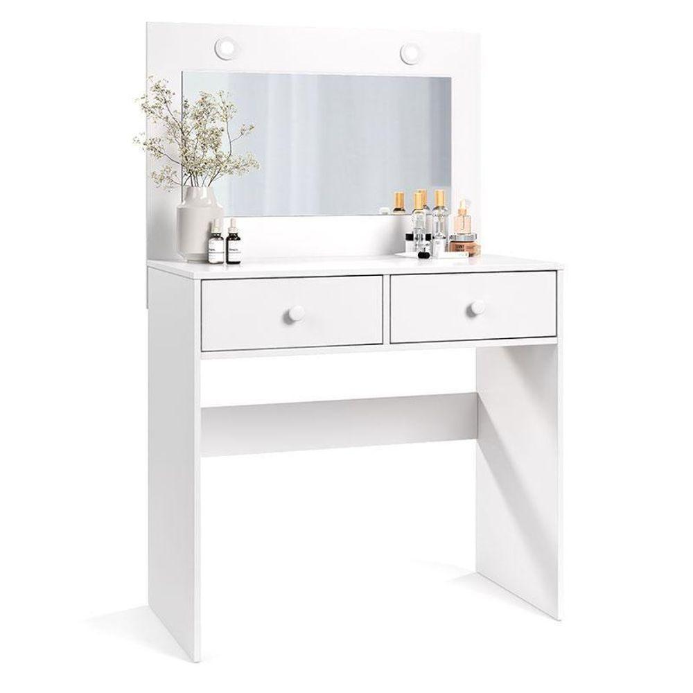 Penteadeira Camarim E Banqueta Maia Com Almofada Branco - Luapa Móveis - 2