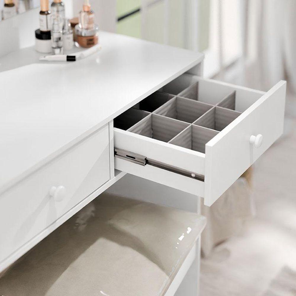 Penteadeira Camarim E Banqueta Maia Com Almofada Branco - Luapa Móveis - 3