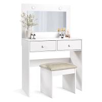 Penteadeira Camarim E Banqueta Maia Com Almofada Branco - Luapa Móveis - 1