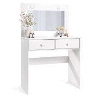 Penteadeira Camarim E Banqueta Maia Com Almofada Branco - Luapa Móveis - 2