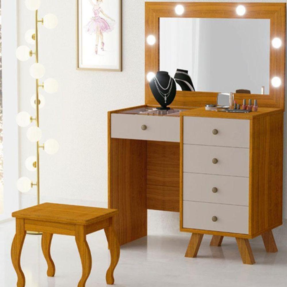 Penteadeira Camarim Luna Com Banqueta Freijó Mani - Luapa Móveis - 2