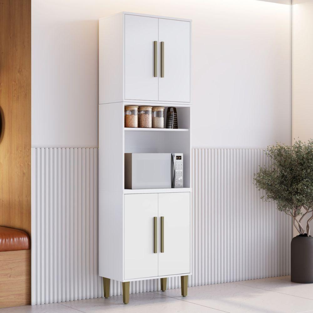 Paneleiro Torre Lorena 4 Portas Branco Kaiki Móveis - 2