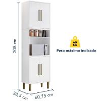 Paneleiro Torre Lorena 4 Portas Branco Kaiki Móveis - 3