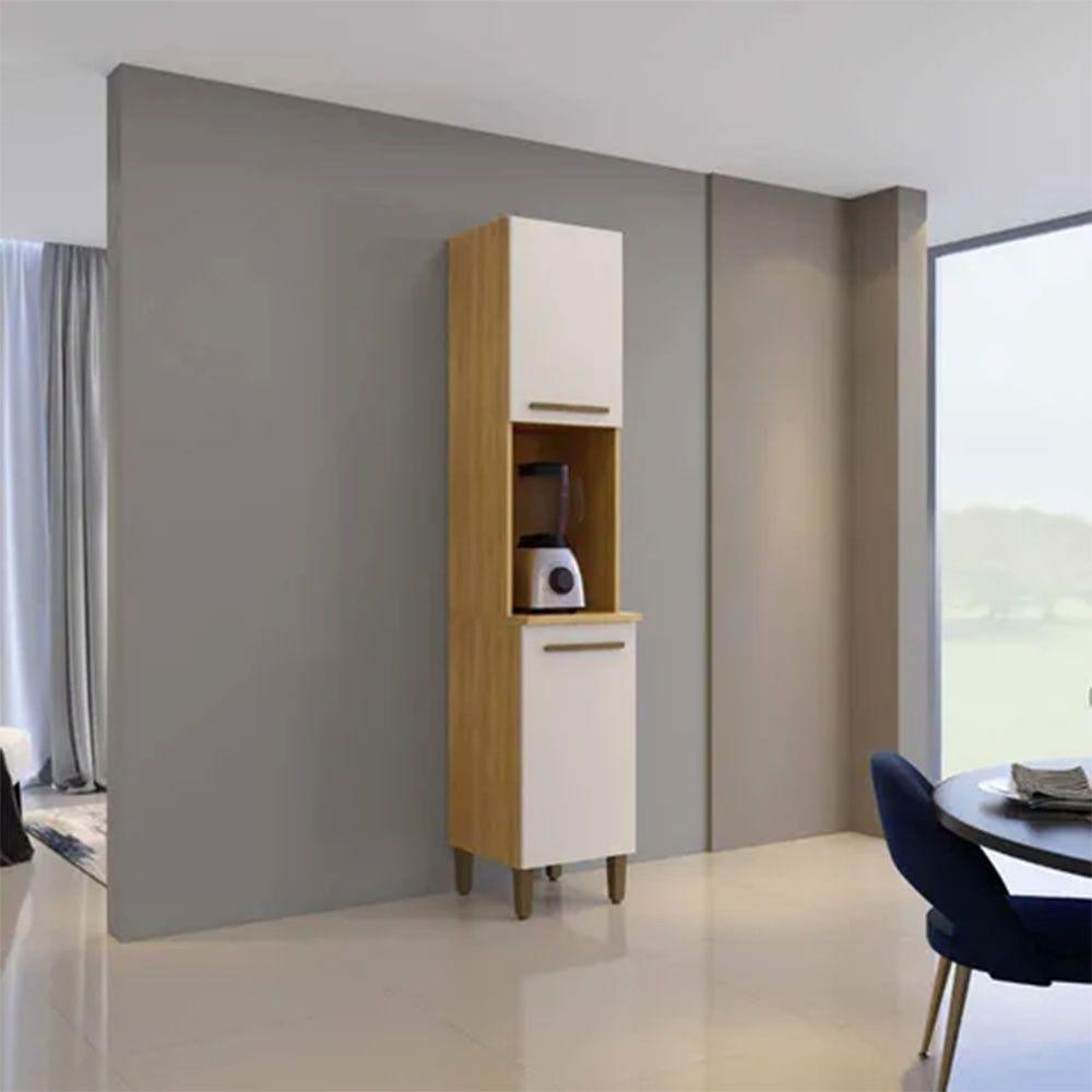 Paneleiro Cozinha Platina 2 Portas 3 Prateleiras Arte Móveis Cinamomo Off - 2