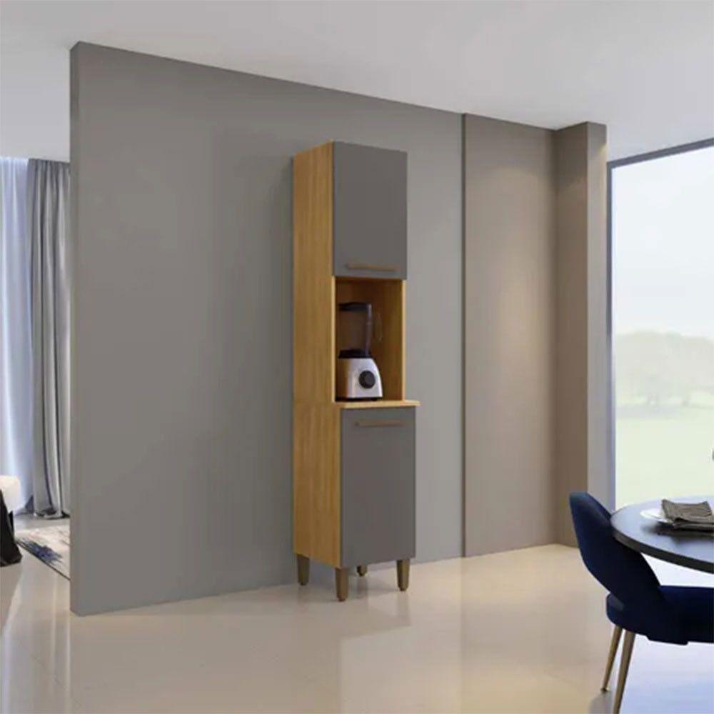 Paneleiro Cozinha Platina 2 Portas 3 Prateleiras Arte Móveis Cinamomo Grafite - 2