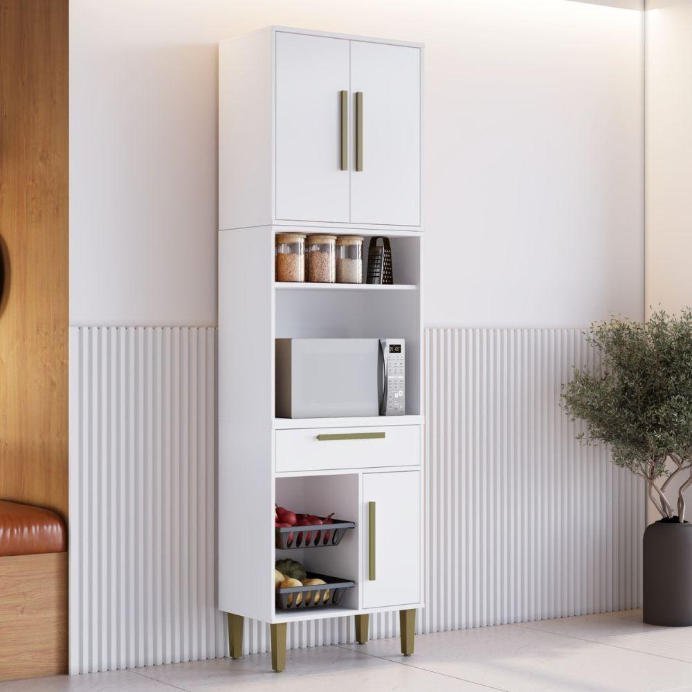 Paneleiro Com Fruteira Lorena 3 Portas 1 Gaveta Branco Kaiki Móveis - 2