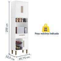 Paneleiro Com Fruteira Lorena 3 Portas 1 Gaveta Branco Kaiki Móveis - 3