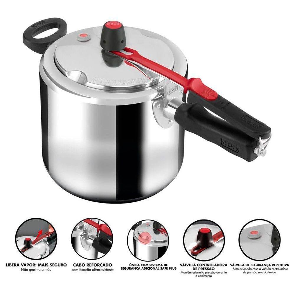 Panela De Pressão Clock Original 7L Polida AlumínioA - 3