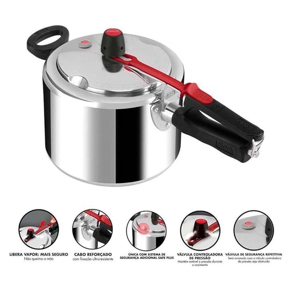 Panela De Pressão Clock Original 4,5L Polida Alumínio - 2