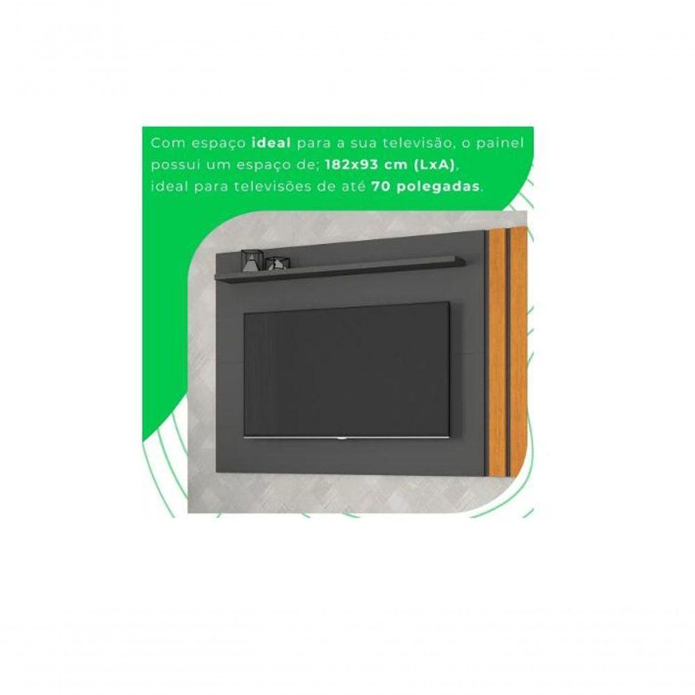 Painel Tv Até 70 Atraente Jcm Movelaria - Grafite-cinamomo - 5