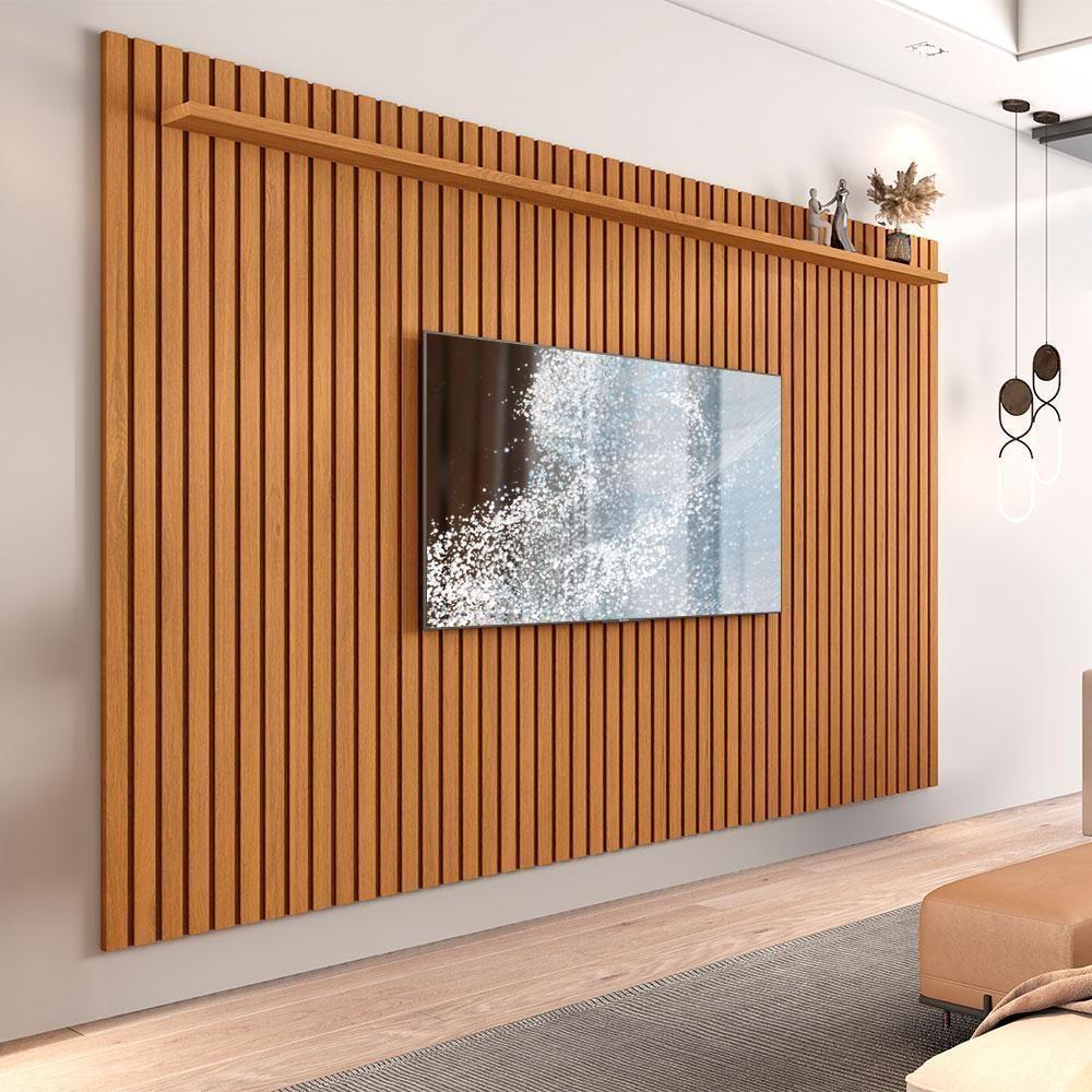 Painel Ripado Para Tv Até 75 Polegadas Sala Nature Versátil 2.2 X 1.8 Nature 2.2 X 1.8 - 2