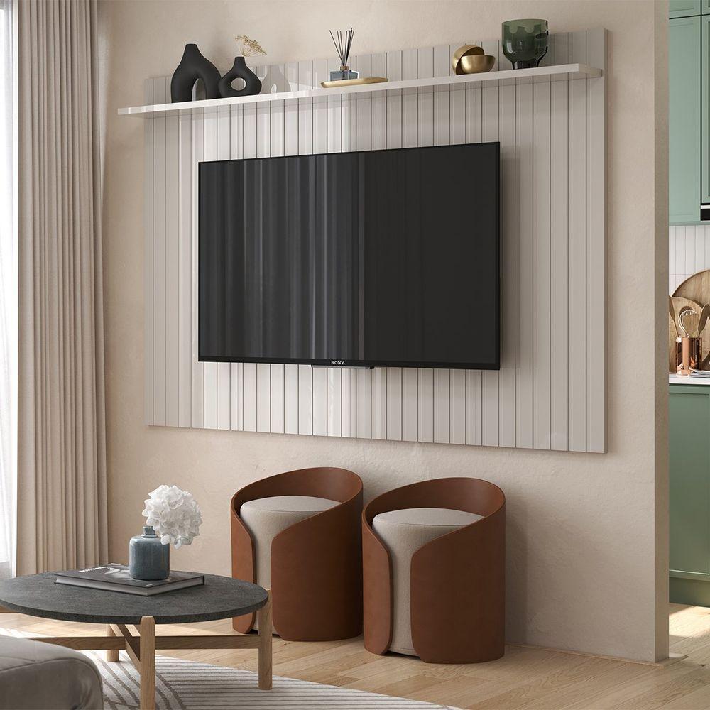 Painel Para Tv De Até 75 Com 1 Prateleira Dalva Jequitiba-off White - 5