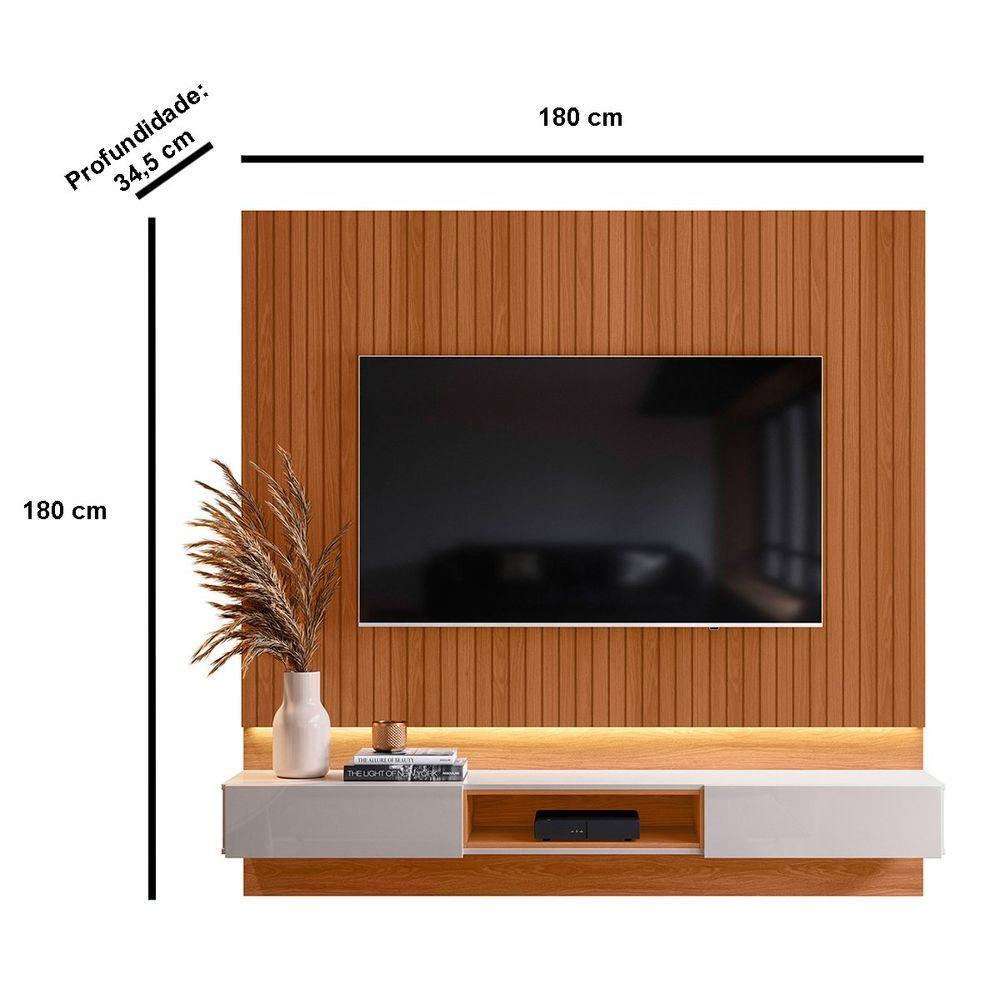 Painel Para Tv De Até 70 2 Gavetas Pietra Jequitibá Ripado 3d-off White - 5