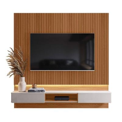 Painel Para Tv De Até 70 2 Gavetas Pietra Jequitibá Ripado 3d-off White