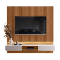 Painel Para Tv De Até 70 2 Gavetas Pietra Jequitibá Ripado 3d-off White - 1