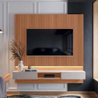 Painel Para Tv De Até 70 2 Gavetas Pietra Jequitibá Ripado 3d-off White - 2