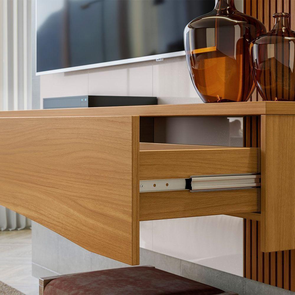 Painel Para Tv De Até 65 2 Gavetas Elise Jequitibá Ripado - 2