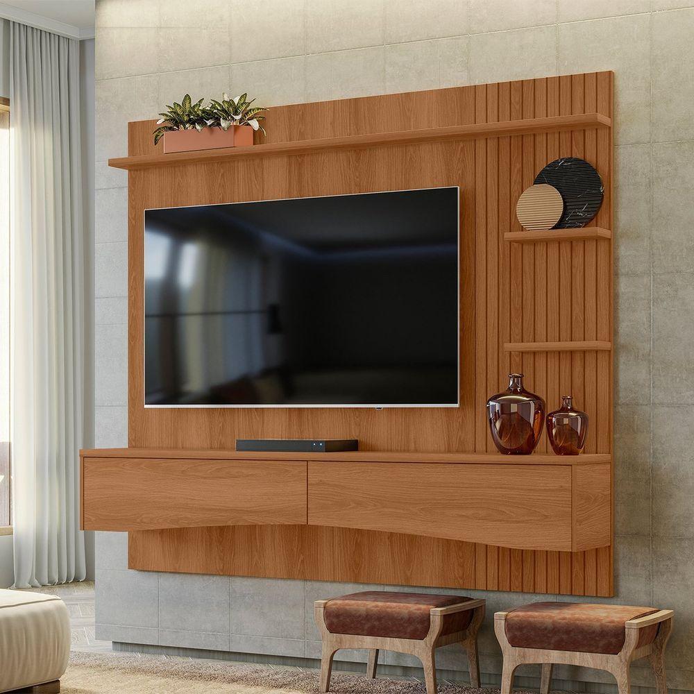 Painel Para Tv De Até 65 2 Gavetas Elise Jequitibá Ripado - 5