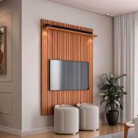 Painel Para Tv De Até 55 Com Led Rivire 1.3 Jequitibá Ripado 3d - 5