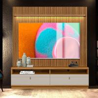 Painel Com Rack Para Tv Até 75 Polegadas Ripado Nature Off White