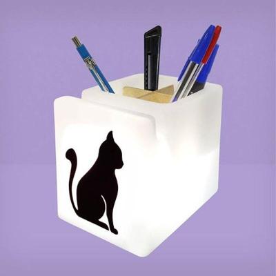 Organizador De Mesa Iluminado - Charmoso Gato Preto Decorativo