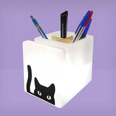 Organizador De Mesa Com Luz - Gato Fofo E Prático Para Sua Decoração