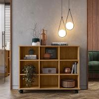 Nicho Organizador De Madeira Freijó Com 9 Espaços E Rodízios Qmovi - 1